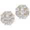 Certified 14K Yellow Gold .54 ct Diamond Clustaire Stud Earrings