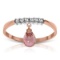 1.45 Carat 14K Solid Rose Gold Ring Natural Diamond Dangling Pink Topaz