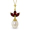 4.75 Carat 14K Solid Gold Necklace pearl Garnet