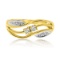 Certified 14K Yellow Gold Swirl Two-Stone Diamond Ring 0.13 CTW