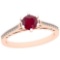 0.66 Ctw Ruby And Diamond I2/I3 14K Rose Gold Vintage Style Ring