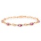 14K Solid Rose Gold Tennis Bracelet withPink Topaz & Diamonds