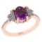 1.71 Ctw I2/I3 Amethyst And Diamond 10K Rose Gold Promises Ring