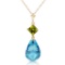 5.5 Carat 14K Solid Gold My Life Is You Peridot Blue Topaz Necklace