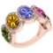 1.50 Ctw I2/I3 Multi Sapphire,Tanzanite And Diamond 10K Rose Gold Five Stone Engagement Band Ring