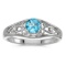 Certified 14k White Gold Round Blue Topaz And Diamond Ring 0.45 CTW
