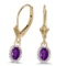 Certified 14k Yellow Gold Oval Amethyst And Diamond Leverback Earrings