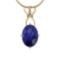 4.06 Ctw Blue Sapphire And Diamond I2/I3 14K Yellow Gold Pendant