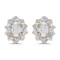 Certified 10k Yellow Gold Oval White Topaz And Diamond Earrings