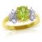 0.97 CTW 14K Solid Gold Stirring Feelings Peridot Diamond Ring