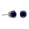 Certified 4 mm Round Sapphire Stud Earrings in Sterling Silver