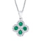 Certified 14k White Gold Emerald and .13 ct Diamond Clover Pendant