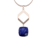 3.12 Ctw Blue Sapphire And Diamond I2/I3 14K Rose Gold Vintage Style Pendant