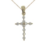 Certified 14K Yellow Gold Diamond Cross Pendant