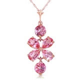 3.15 Carat 14K Solid Rose Gold Petals Pink Topaz Necklace
