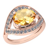 2.42 Ctw Citrine And Diamond I2/I3 10K Rose Gold Vintage Style Ring