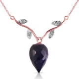 12.92 Carat 14K Solid Rose Gold Romance Sapphire Diamond Necklace