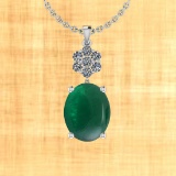 17.16 Ctw VS/SI1 Emerald And Diamond 14K White Gold Pendant