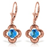 1.1 Carat 14K Solid Rose Gold Blue Topaz Bloom Earrings