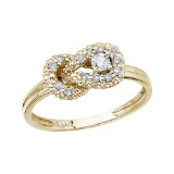 Certified 14K Yellow Gold Fashion Knot Diamond Ring