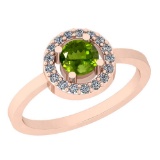 0.62 Ctw Peridot And Diamond I2/I3 10k Rose Gold Vintage Style Ring