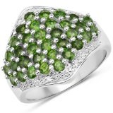 2.41 CTW Genuine Chrome Diopside and White Topaz .925 Sterling Silver Ring
