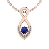 0.62 Ctw VS/SI1 Blue Sapphire And Diamond 14K Rose Gold Pendant