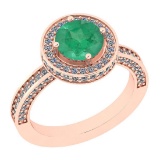 2.13 Ctw I2/I3 Emerald And Diamond 14K Rose Gold Ring