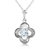 0.55 CTW 14K Solid White Gold It Ain't Over Aquamarine Necklace