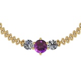 3.20 Ctw I2/I3 Amethyst And Diamond 10K Yellow Gold Vintage Style Pendant