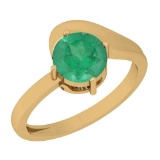 1.00 Ctw Emerald 14K Yellow Gold Solitaire Ring