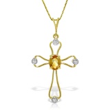0.57 Carat 14K Solid Gold Faith Citrine Diamond Necklace