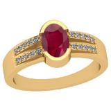 0.62 Ctw Ruby And Diamond I2/I3 14K Yellow Gold Vintage Style Ring