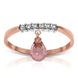 1.45 Carat 14K Solid Rose Gold Ring Natural Diamond Dangling Pink Topaz