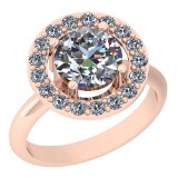 1.75 Ctw Diamond I2/I3 14K Rose Gold Vintage Style Halo Ring