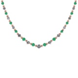 2.59 Ctw SI2/I1 Emerald And Diamond 14K Rose Gold Necklace