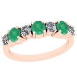 1.86 Ctw Emerald And Diamond I2/I3 14K Rose Gold Band Ring
