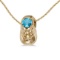 Certified 10k Yellow Gold Round Blue Topaz Baby Bootie Pendant