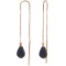 14K Solid Rose Gold Threaded Dangles Earrings with Sapphires