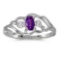 Certified 14k White Gold Oval Amethyst And Diamond Ring