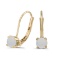 Certified 14k Yellow Gold Round Opal Lever-back Earrings
