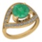 2.85 Ctw VS/SI1 Emerald And Diamond Platinum 14K Yellow Gold Plated Ring