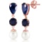 14K Solid Rose Gold Chandelier Earrings with Sapphires & pearls