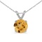 Certified 14k White Gold 6mm Round Citrine Stud Pendant (.60 ct)