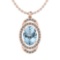 30.08 Ctw I2/I3 Blue Topaz And Diamond 14K Rose Gold Necklace