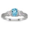 Certified 10k White Gold Oval Blue Topaz And Diamond Ring