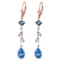 3.97 Carat 14K Solid Rose Gold Chandelier Earrings Natural Diamond Blue Topaz