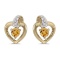 Certified 10k Yellow Gold Round Citrine And Diamond Heart Earrings 0.17 CTW
