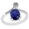 3.45 Ctw VS/SI1 Blue Sapphire And Diamond Platinum Vintage Style Ring