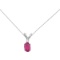 Certified 14k White Gold Ruby and Diamond Oval Pendant 0.62 CTW